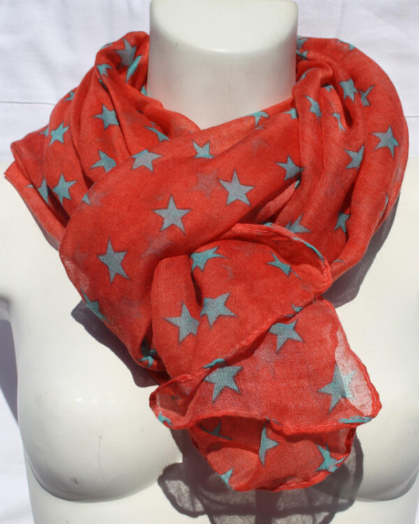 Scarf small star red green